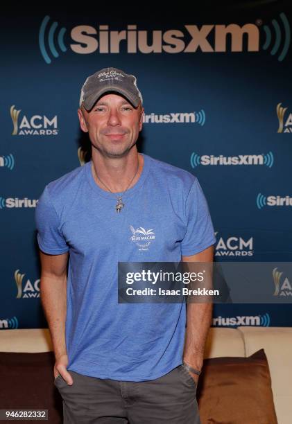 Kenny Chesney attends SiriusXM's The Highway channel broadcast backstage at the Academy of Country Music Awards on April 14, 2018 in Las Vegas,...