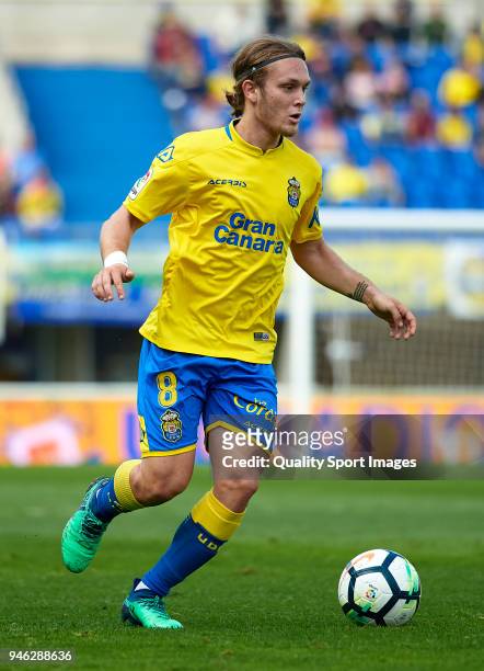 Alen Halilovic of Las Palmas runs with the ball during the La Liga match between UD Las Palmas and Real Sociedad at Estadio de Gran Canaria on April...