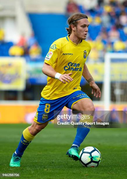 Alen Halilovic of Las Palmas runs with the ball during the La Liga match between UD Las Palmas and Real Sociedad at Estadio de Gran Canaria on April...
