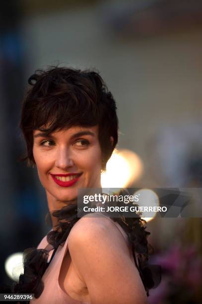 Spanish actress Paz Vega poses on the red-carpet of the 21st Malaga Spanish Film Festival on April 14, 2018 in Malaga. / AFP PHOTO / JORGE GUERRERO