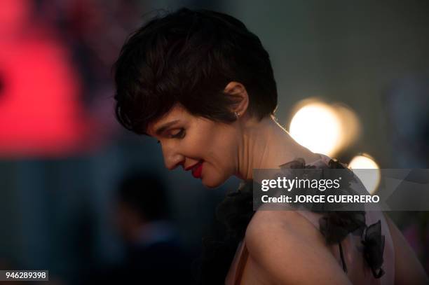 Spanish actress Paz Vega poses on the red-carpet of the 21st Malaga Spanish Film Festival on April 14, 2018 in Malaga. / AFP PHOTO / JORGE GUERRERO