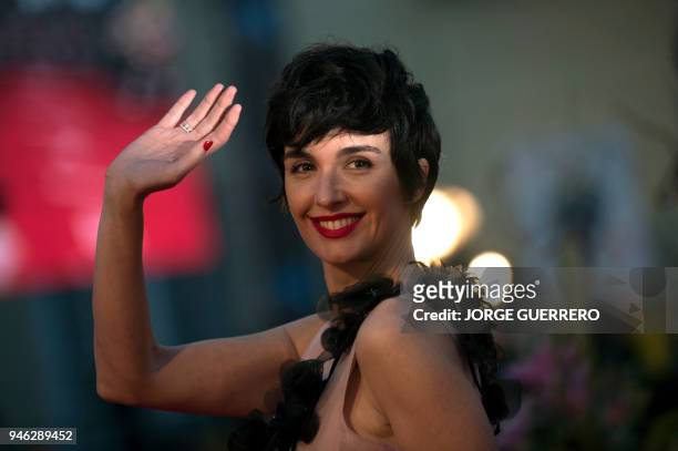 Spanish actress Paz Vega poses on the red-carpet of the 21st Malaga Spanish Film Festival on April 14, 2018 in Malaga. / AFP PHOTO / JORGE GUERRERO
