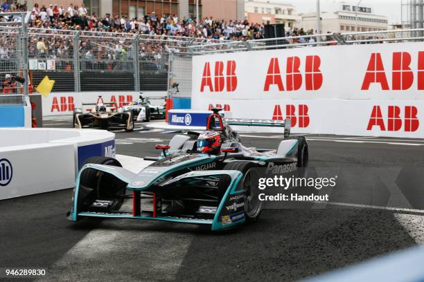 In this handout provided by FIA Formula E, Mitch Evans , Panasonic Jaguar Racing, Jaguar I-Type II. During the Rome ePrix, Round 7 of the 2017/18 FIA...