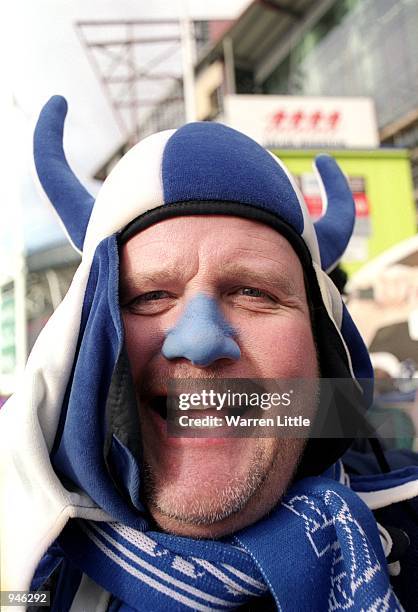 Birmingham City fan before the Worthington Cup Final match against Liverpool played at the Millennium Stadium, in Cardiff, Wales. The match ended in...