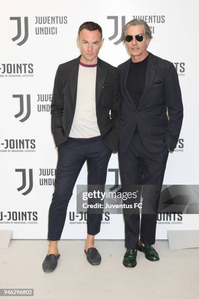 Nick Vinson and Alvaro Gonzalez attend the Juventus Undici experience in partnership with Segafredo at Milan Design Week 2018 on April 14, 2018 in...