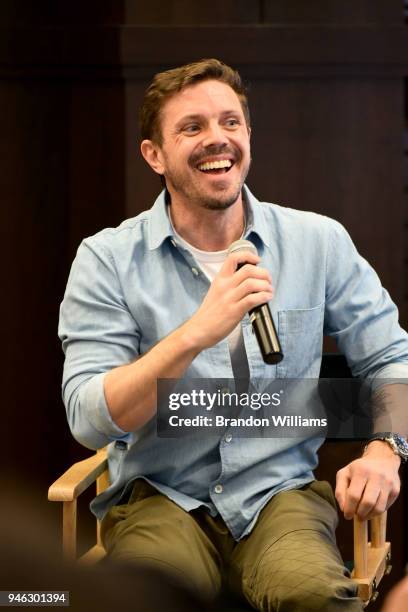 Singer / songwriter Jake Shears signs and discusses his memoir "Boys Keep Swinging" at Barnes & Noble at The Grove on April 14, 2018 in Los Angeles,...