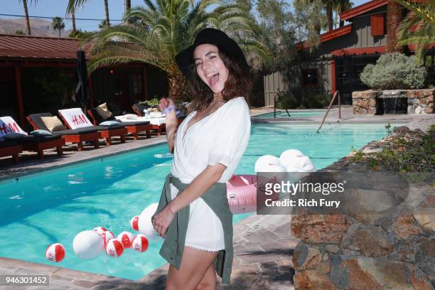 Ela Velden poolside with H&M at The Sparrows Lodge on April 14, 2018 in Palm Springs, California.