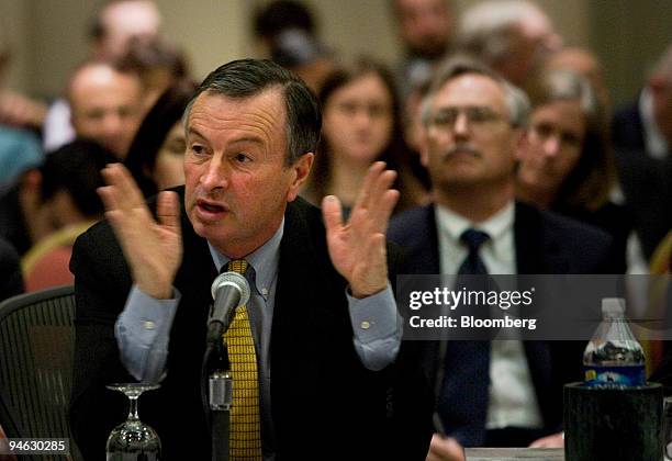 Mike Eskew, chief executive officer of United Parcel Service, speaks at a meeting on economic innovation, Feb. 22, 2007 in Washington, DC. Commerce...