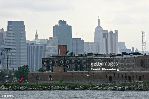 Manhattan skyline is seen behind an industrial section of the Red Hook neighborhood of Brooklyn on Wednesday, June 13 in New York. Brooklyn's...