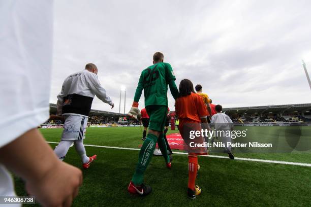 Peter Abrahamsson of BK Hacken walks on the pitch ahead of the Allsvenskan match between BK Hacken and Dalkurd FF at Bravida Arena on April 14, 2018...