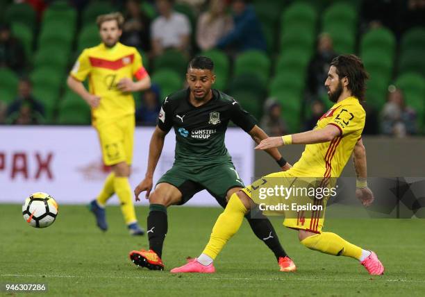 Wanderson of FC Krasnodar vies for the ball with Anri Khagush of FC Arsenal Tula during the Russian Premier League match between FC Krasnodar v FC...