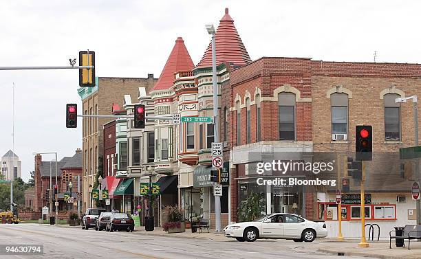 Older buildings stand along the main street in downtown DeKalb, Illinois, on Aug. 27, 2007. DeKalb, Illinois, the home of supermodel Cindy Crawford,...