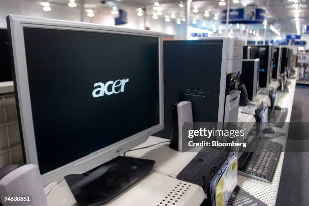 An Acer computer sits on display at a Best Buy store in Watertown, Massachusetts, Monday, Aug. 27, 2007. Acer Inc., the fourth-largest maker of...