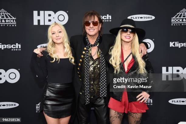 Ava Sambora, inductee Richie Sambora of Bon Jovi and Orianthi attend the 33rd Annual Rock & Roll Hall of Fame Induction Ceremony at Public Auditorium...
