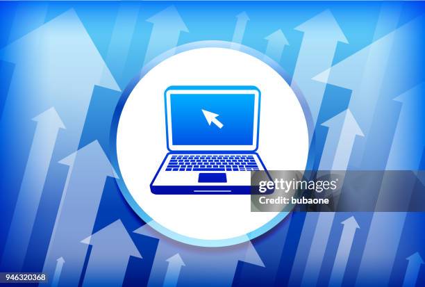Computer Blue Arrow Laptop Computer Blue Up Arrows Background High-Res Vector Graphic ...