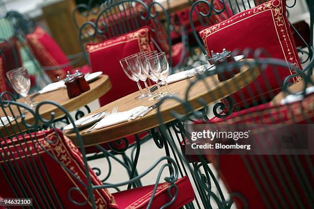 Part off the seating area of the Wallace Restaurant, seen within Hertford House in Manchester Square, central London, Wednesday, October 11, 2006....