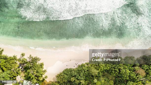 aerial coastal view of anse volbert - mahe - seychelles - pjphoto69 stock pictures, royalty-free photos & images