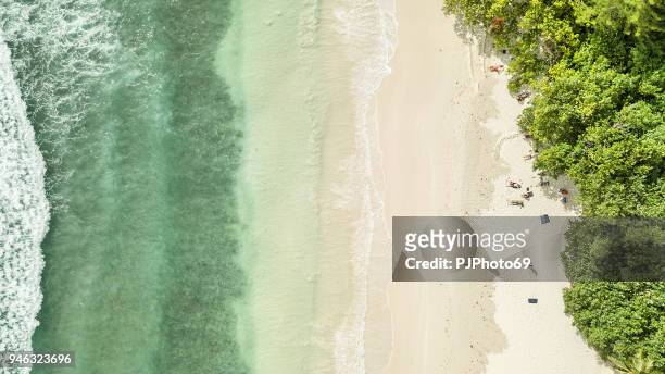 kust luchtfoto van anse volbert - mahe - seychellen - pjphoto69 stockfoto's en -beelden