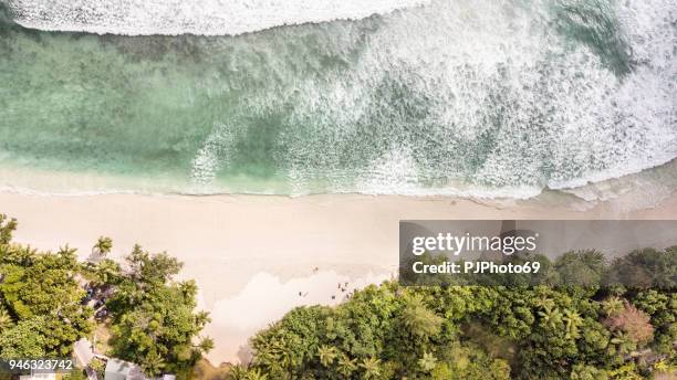 kust luchtfoto van anse volbert - mahe - seychellen - pjphoto69 stockfoto's en -beelden