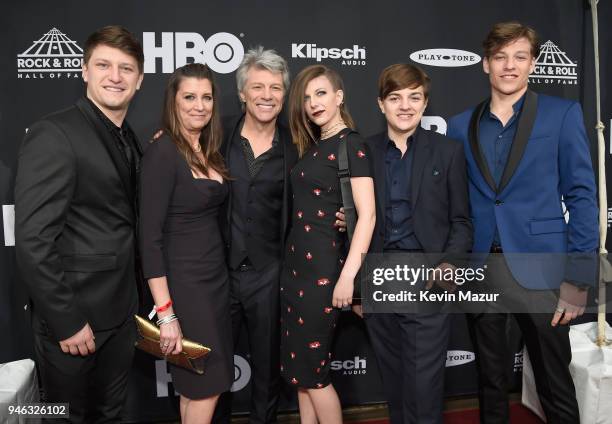 Inductee Jon Bon Jovi and family attend the 33rd Annual Rock & Roll Hall of Fame Induction Ceremony at Public Auditorium on April 14, 2018 in...