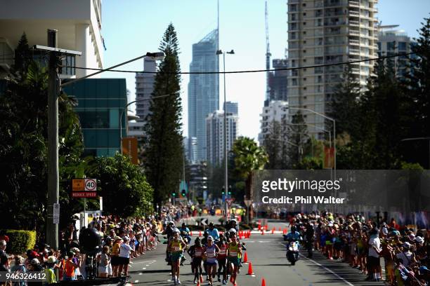 General view during the Men's and Women's marathon on day 11 of the Gold Coast 2018 Commonwealth Games at Southport Broadwater Parklands on April 15,...