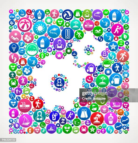 gears summer vacation colorful icon pattern - scuba diving gear stock illustrations