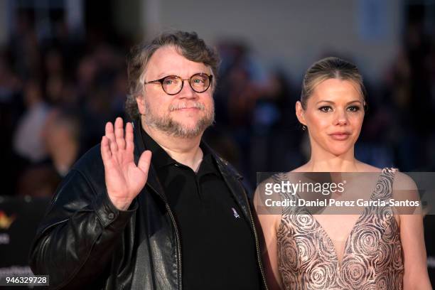 Director Guillermo del Toro and Kim Morgan arrive at the Cervantes Theater during the 21th Malaga Film Festival on April 14, 2018 in Malaga, Spain.