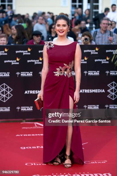 Actress Nerea Camacho attends the 'The Queen of Fear' premiere during the 21th Malaga Film Festival 2018 at the Cervantes Theater on April 14, 2018...