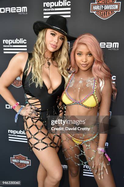 Antje Utgaard and Phoenix Sky attend Republic Records and Dream Hotels Present "The Estate" at Zenyara on April 14, 2018 in Coachella, California.