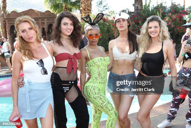Gia Marie, PMOY 2018 Nina Daniele, Teyana Taylor, Summer Altice and Stephanie Branton attend the Pool Party at Playboy Social Club on April 14, 2018...