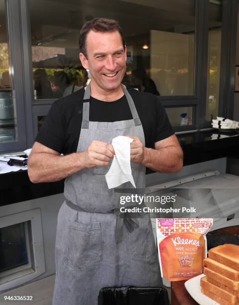 Adam Perry Lang cleaned up his hands with new Kleenex Wet Wipes at Interscope Coachella House 2018 on April 14, 2018 in Palm Springs, California.