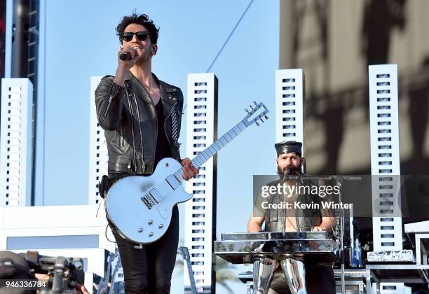 David Macklovitch and Patrick Gemayel of Chromeo perform onstage during 2018 Coachella Valley Music And Arts Festival Weekend 1 at the Empire Polo...