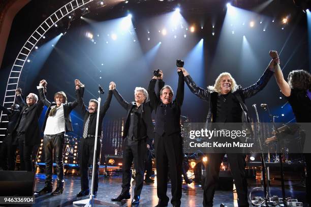 Bon Jovi performs during the 33rd Annual Rock & Roll Hall of Fame Induction Ceremony at Public Auditorium on April 14, 2018 in Cleveland, Ohio.