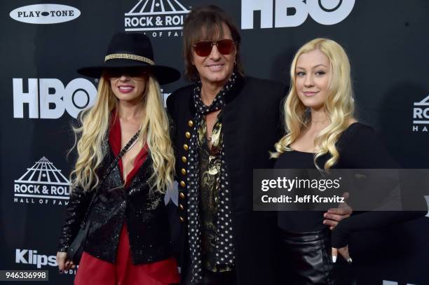 Orianthi, inductee Richie Sambora of Bon Jovi, and Ava Elizabeth Sambora attend the 33rd Annual Rock & Roll Hall of Fame Induction Ceremony at Public...