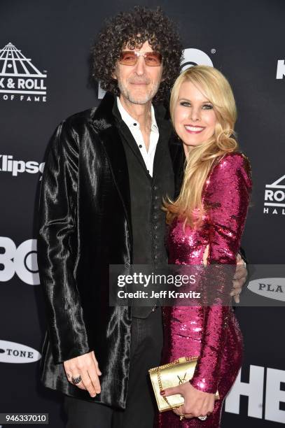 Howard Stern and Beth Ostrosky Stern attend the 33rd Annual Rock & Roll Hall of Fame Induction Ceremony at Public Auditorium on April 14, 2018 in...