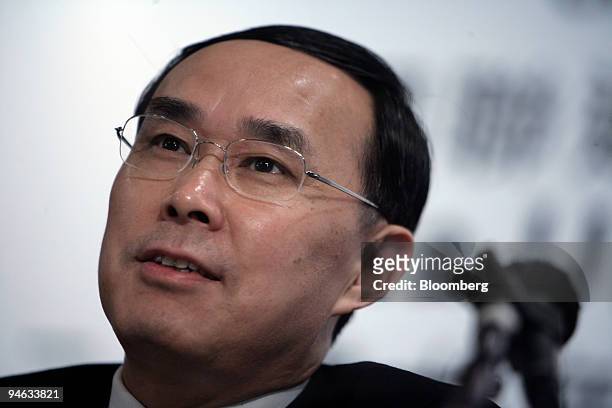 Chang Xiaobing, chairman of China Unicom Ltd., speaks at a news conference in Hong Kong, China, on Thursday, Aug. 23, 2007. China Unicom Ltd.'s...