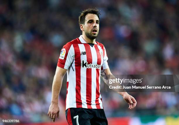 Benat Etxebarria of Athletic Club reacts during the La Liga match between Athletic Club Bilbao and RC Deportivo La Coruna at San Mames Stadium on...