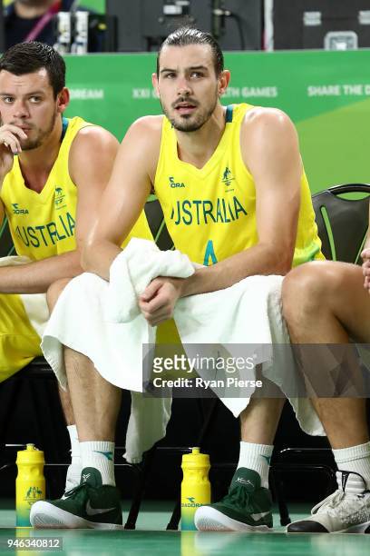 Australia guard/forward Chris Goulding looks on in the Men's Gold Medal Basketball Game between Australia and Canada on day 11 of the Gold Coast 2018...