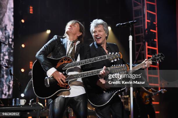 Bon Jovi performs during the 33rd Annual Rock & Roll Hall of Fame Induction Ceremony at Public Auditorium on April 14, 2018 in Cleveland, Ohio.