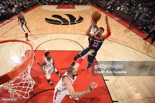 Otto Porter Jr. #22 of the Washington Wizards shoots the ball against the Toronto Raptors in Game One of Round One of the 2018 NBA Playoffs on April...