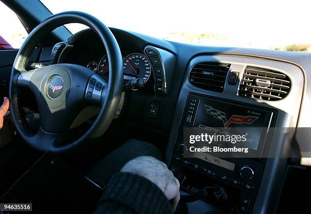 The interior of the Chevrolet Corvette Z06 is photographed in Bouse, Arizona, Saturday, Feb. 17, 2007.