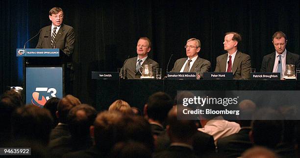 Donald McGauchie, chairman of Telstra, speaks at the media launch of T3 in Sydney, Australia, Monday, October 9, 2006. Australia's government has...