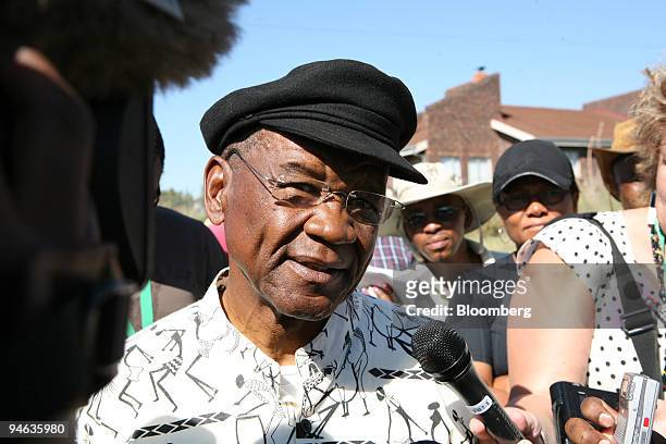 Lesotho former Communications Minister Thomas Thabane, and main opposition leader of the ABC party, All Basotho Convention, goes to a voting station...