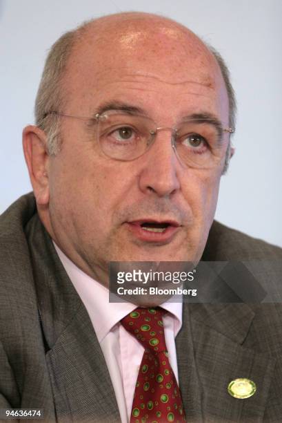 Joaquin Almunia, European Union Monetary Affairs Commissioner, speaks during a meeting at the XXXIV Mercosur Summit in Montevideo, Uruguay, on...