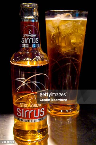 Scottish & Newcastle's new Strongbow "Sirrus" smooth cider product, is seen on display in London, U.K., Monday, August 7, 2006. Scottish & Newcastle...