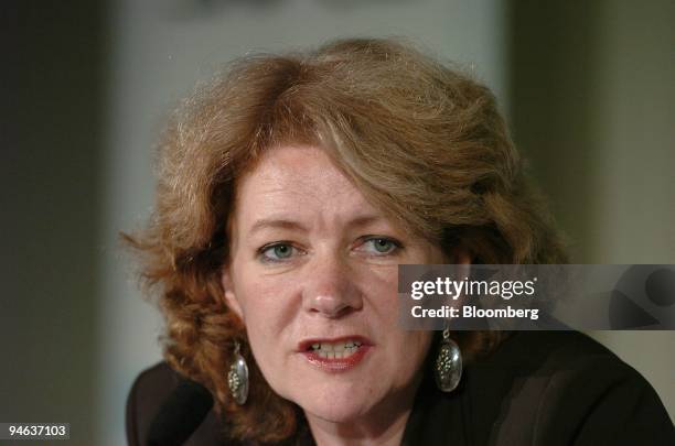 Alison Smale, managing editor of The International Herald Tribune, speaks at the Organisation for Economic Cooperation and Development forum during...