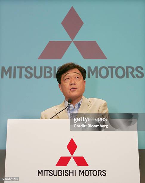 Masuko Osamu Masuko, president of Mitsubishi Motors Corp., speaks at the ...