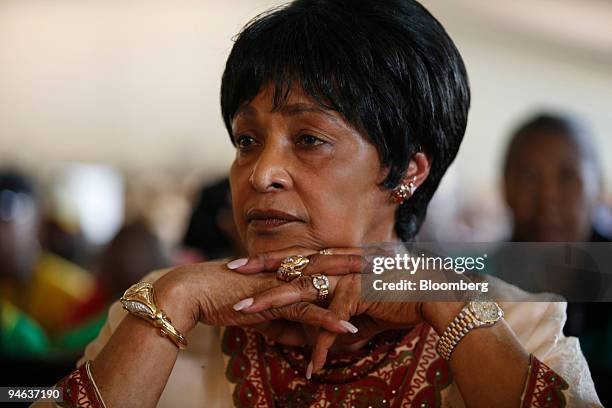 Winnie Madikizela-Mandela attending with the African National Congress Woman's League delegation pauses at the ANC conference in Polokwane, Limpopo...