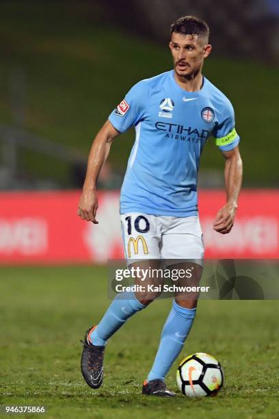 Dario Vidosic of Melbourne City looks to pass the ball during the round 27 A-League match between the Wellington Phoenix and Melbourne City FC at QBE...