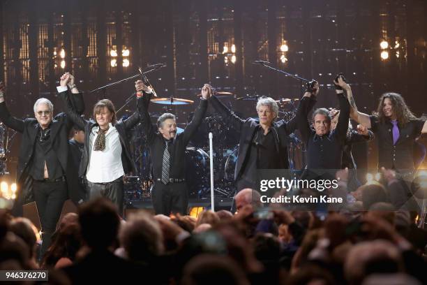 Bon Jovi performs during the 33rd Annual Rock & Roll Hall of Fame Induction Ceremony at Public Auditorium on April 14, 2018 in Cleveland, Ohio.